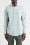 Mizzen + Main Mizzen+main Leeward No Tuck Trim Fit Plaid Performance Button-up Shirt In Blue
