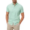 Mizzen + Main Leeward Regular Fit Geo Print Short Sleeve Performance Button-up Shirt In Green