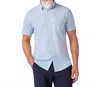 Mizzen + Main Leeward Short Sleeve Button Down Shirt In White Triangle Dash In Blue