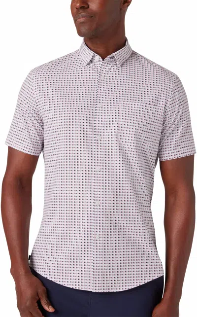 Mizzen + Main Leeward Short Sleeve Dress Shirt In Rose Geo In Multi