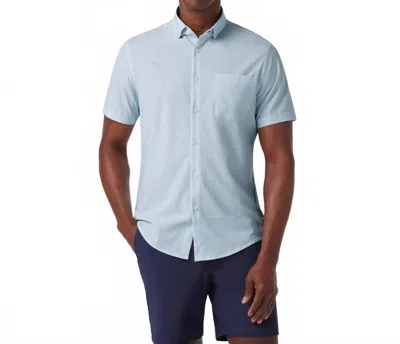 Mizzen + Main Leeward Short Sleeve Dress Shirt In White Geo Bloom In Brown