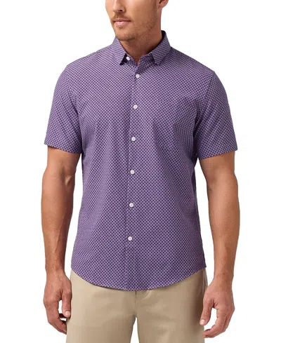 Mizzen + Main Mizzen+main Leeward Short Sleeve Dress Shirt In Passion Purple Palm Shadow Classic