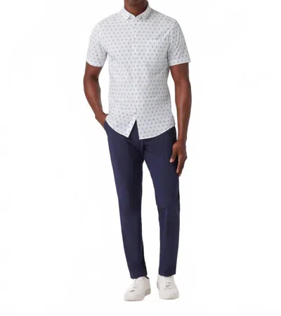 Mizzen + Main Leeward Short Sleeve Dress Shirt Top In Carolina Floral Geo In White