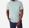 Mizzen + Main Leeward Short Sleeve Trim Fit Dress Shirt In Nile Blue Triple Dot In Multi