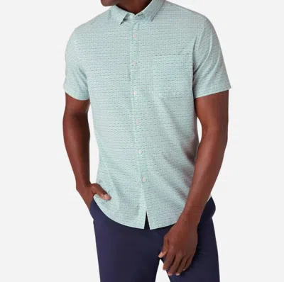 Mizzen + Main Leeward Short Sleeve Trim Fit Dress Shirt In Nile Blue Triple Dot In Multi
