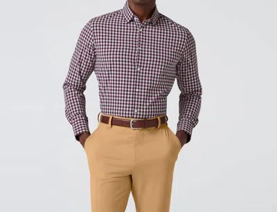 Mizzen + Main Leeward Tech Plaid Shirt In Wine Navy In Multi