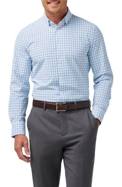 Mizzen + Main Mizzen+main Leeward Trim Fit Check Performance Button-up Shirt In Blue