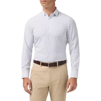 Mizzen + Main Mizzen+main Leeward Trim Fit Diamond Print Performance Button-up Shirt In White