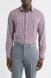 Mizzen + Main Mizzen+main Leeward Trim Fit Gingham Performance Button-up Shirt In Burgundy