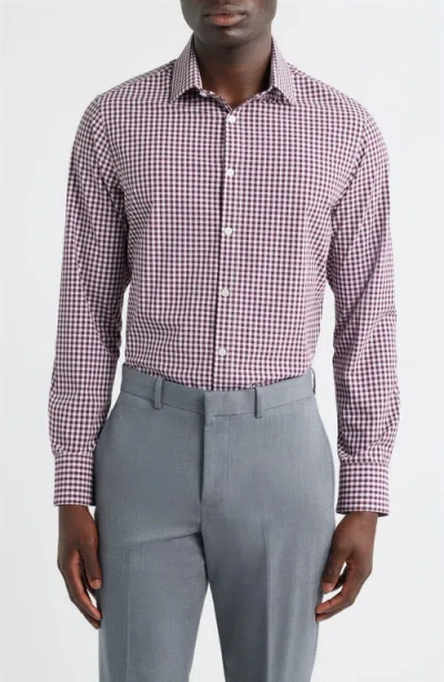 Mizzen + Main Mizzen+main Leeward Trim Fit Gingham Performance Button-up Shirt In Burgundy
