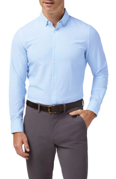 Mizzen + Main Mizzen+main Leeward Trim Fit Light Blue Microdot Stretch Button-up Shirt