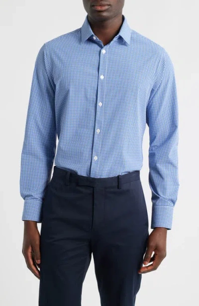 Mizzen + Main Mizzen+main Leeward Trim Fit Microcheck Button-up Shirt In Blue