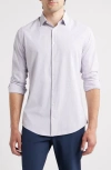 Mizzen + Main Mizzen+main Leeward Trim Fit Microcheck No Tuck Performance Button-up Shirt In Neutral