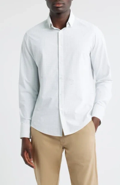 Mizzen + Main Mizzen+main Leeward Trim Fit Microcheck No Tuck Performance Button-up Shirt In White