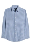 Mizzen + Main Mizzen+main Leeward Trim Fit Microcheck Performance Button-up Shirt In Blue