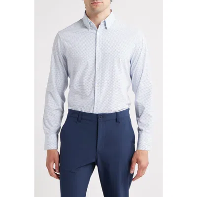 Mizzen + Main Mizzen+main Leeward Trim Fit Micropattern Stretch Button-up Shirt In White