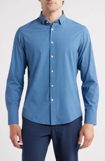 Mizzen + Main Mizzen+main Leeward Trim Fit Neat Floral No Tuck Performance Button-up Shirt In Multi