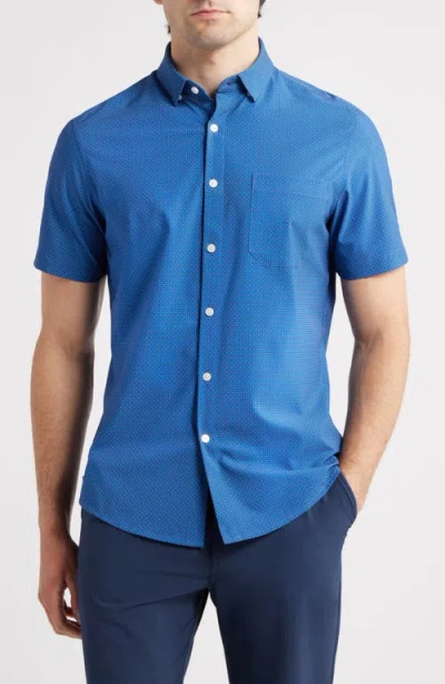 Mizzen + Main Mizzen+main Leeward Trim Fit Neat Short Sleeve Stretch Button-up Shirt In Multi