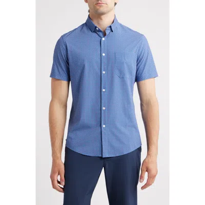 MIZZEN + MAIN MIZZEN+MAIN LEEWARD TRIM FIT NEAT SHORT SLEEVE STRETCH BUTTON-UP SHIRT