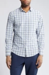 Mizzen + Main Leeward Trim Fit No Tuck Check Performance Button-up Shirt In Light Pastel Blue