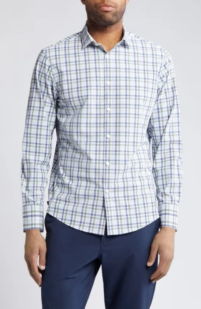 Mizzen + Main Leeward Trim Fit No Tuck Check Performance Button-up Shirt In Sky Coastal Plaid