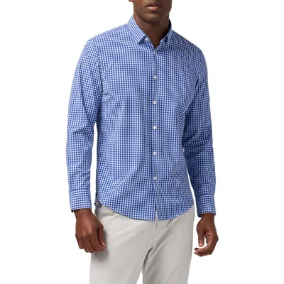Mizzen + Main Mizzen+main Leeward Trim Fit No Tuck Gingham Performance Button-up Shirt In Blue