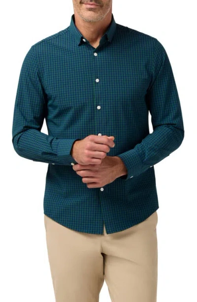 Mizzen + Main Mizzen+main Leeward Trim Fit No Tuck Gingham Performance Button-up Shirt In Green