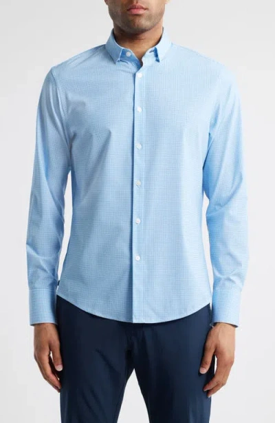 Mizzen + Main Mizzen+main Leeward Trim Fit No Tuck Microdot Stretch Button-up Shirt In Provence Circle Print