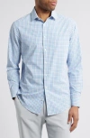 Mizzen + Main Mizzen+main Leeward Trim Fit Plaid Performance Button-up Shirt In Birdie Blue Ludlow Plaid