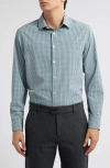 Mizzen + Main Mizzen+main Leeward Trim Fit Plaid Performance Button-up Shirt In Fir Winston Check