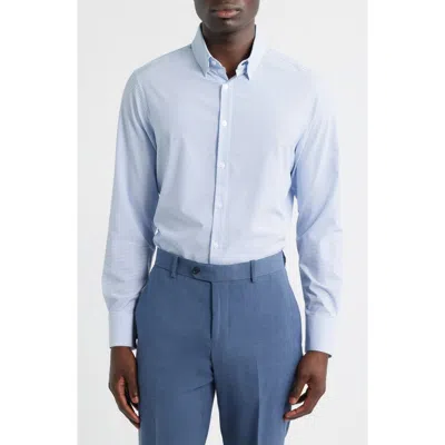 Mizzen + Main Mizzen+main Leeward Trim Fit Plaid Performance Button-up Shirt In Blue
