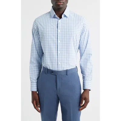 Mizzen + Main Mizzen+main Leeward Trim Fit Plaid Performance Button-up Shirt In Blue