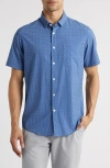 Mizzen + Main Mizzen+main Leeward Trim Fit Plaid Performance Button-up Shirt In Coastal Fjord Hatch Mark