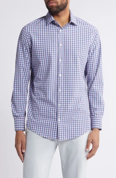 Mizzen + Main Mizzen+main Leeward Trim Fit Plaid Performance Button-up Shirt In Coastal Plaid