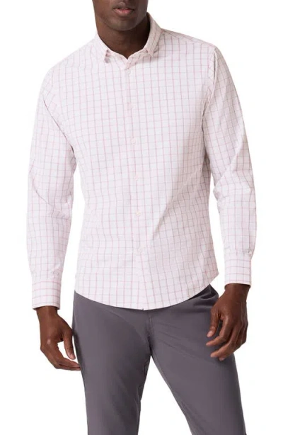 Mizzen + Main Mizzen+main Leeward Trim Fit Plaid Performance Button-up Shirt In Pink