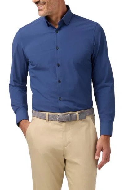 Mizzen + Main Mizzen+main Leeward Trim Fit Plaid Performance Button-up Shirt In Blue