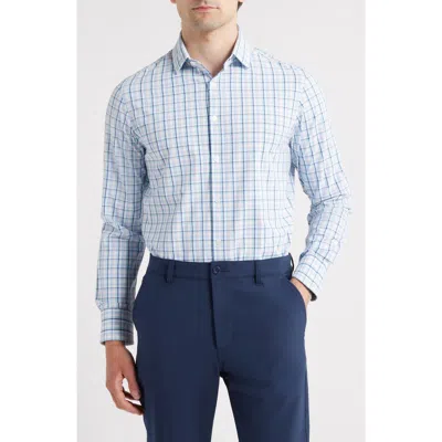 Mizzen + Main Mizzen+main Leeward Trim Fit Plaid Stretch Button-up Shirt In Blue