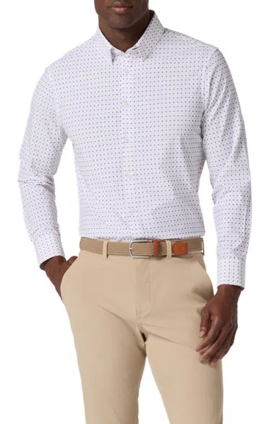 Mizzen + Main Mizzen+main Leeward Trim Fit Print Performance Button-up Shirt In White