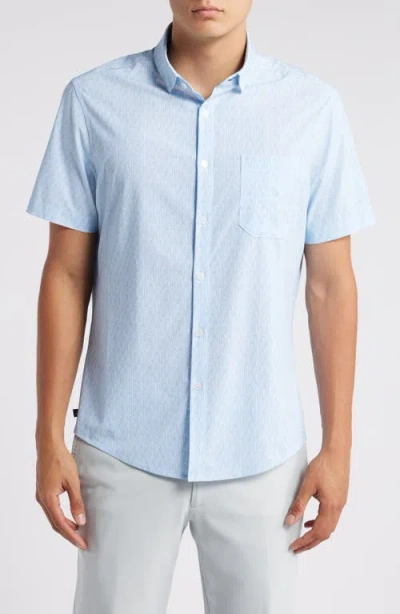 Mizzen + Main Mizzen+main Leeward Trim Fit Short Sleeve Performance Button-up Shirt In Provence Saguaro