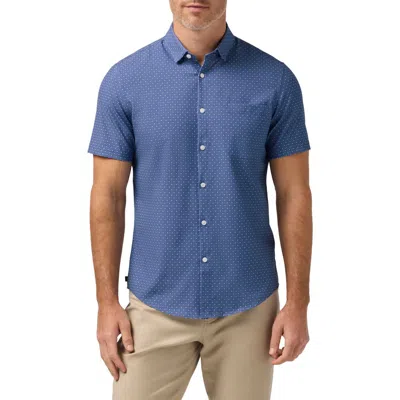 Mizzen + Main Mizzen+main Leeward Trim Fit Short Sleeve Performance Button-up Shirt In Blue