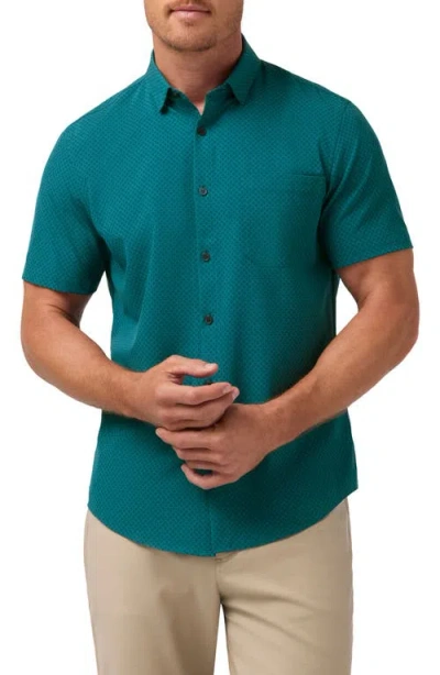 Mizzen + Main Mizzen+main Leeward Trim Fit Short Sleeve Performance Button-up Shirt In Green