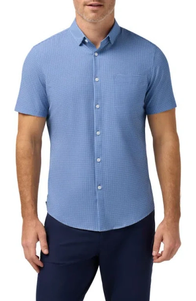 Mizzen + Main Mizzen+main Leeward Trim Fit Short Sleeve Performance Button-up Shirt In Blue