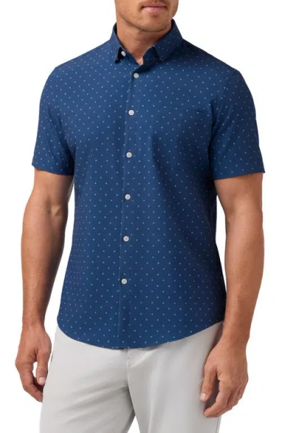 Mizzen + Main Mizzen+main Leeward Trim Fit Short Sleeve Performance Button-up Shirt In Blue