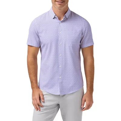 Mizzen + Main Mizzen+main Leeward Trim Fit Short Sleeve Performance Button-up Shirt In Blue