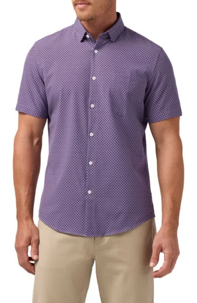 Mizzen + Main Mizzen+main Leeward Trim Fit Short Sleeve Performance Button-up Shirt In Purple