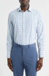 Mizzen + Main Mizzen+main Leeward Trim Fit Windowpane Performance Button-up Shirt In Blue