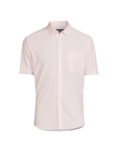 Mizzen + Main Men's Leeward Short-sleeve Button-front Shirt In Peach Triangle Geo