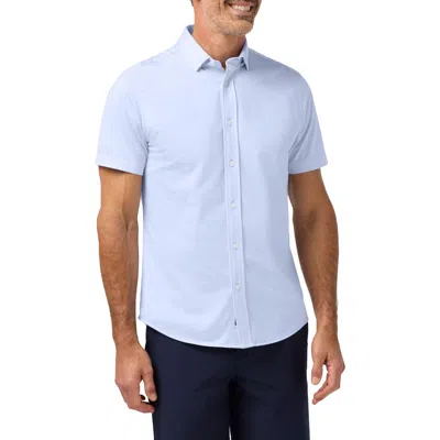 Mizzen + Main Mizzen+main Newport Solid Short Sleeve Knit Cotton Blend Button-up Shirt In White