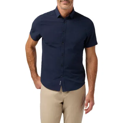Mizzen + Main Mizzen+main Porter Trim Fit Short Sleeve Performance Button-up Shirt In Blue