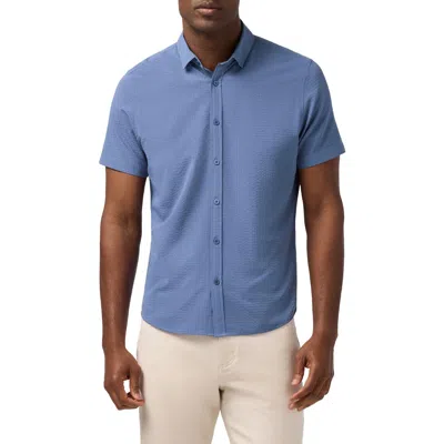 Mizzen + Main Mizzen+main Porter Trim Fit Short Sleeve Performance Button-up Shirt In Blue